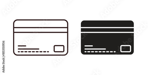 Credit card icons. thin line and glyph vector icons pack on white background