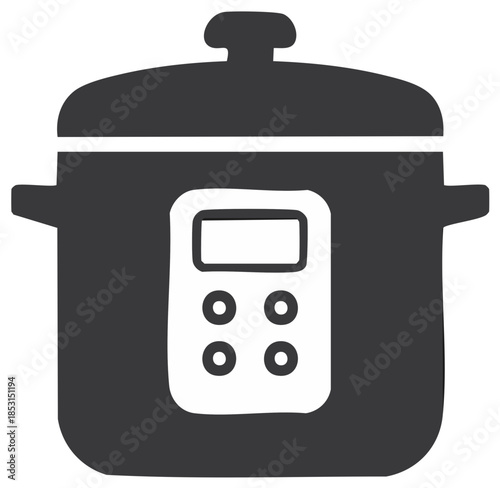 Electric Pressure Cooker Kitchen Appliance with Digital Control Panel Vector Icon