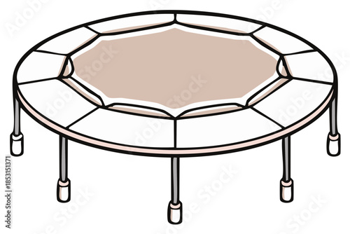 Oval Trampoline Illustration for Recreation and Exercise Cartoon Style Fitness Equipment