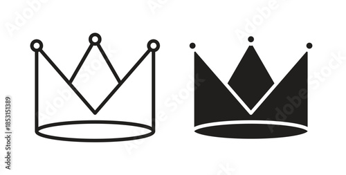 Crown icons. thin line and glyph vector icons pack on white background