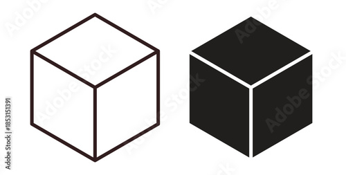 Cube icons. thin line and glyph vector icons pack on white background