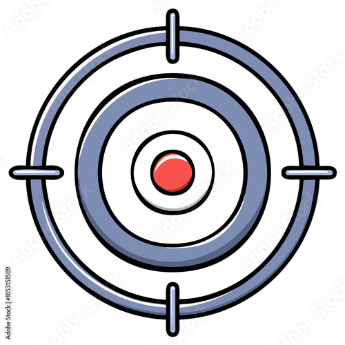 Cartoon style target with crosshairs and red bullseye illustration