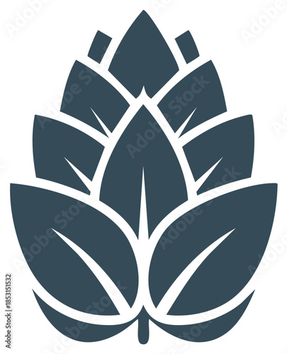 Stylized graphic illustration of a hop flower