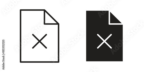 Delete Document icons. thin line and glyph vector icons pack on white background