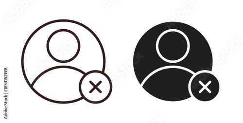 Delete user icons. thin line and glyph vector icons pack on white background
