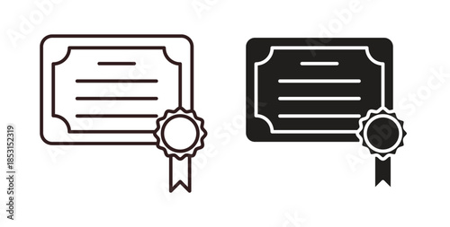 Diploma icons. thin line and glyph vector icons pack on white background