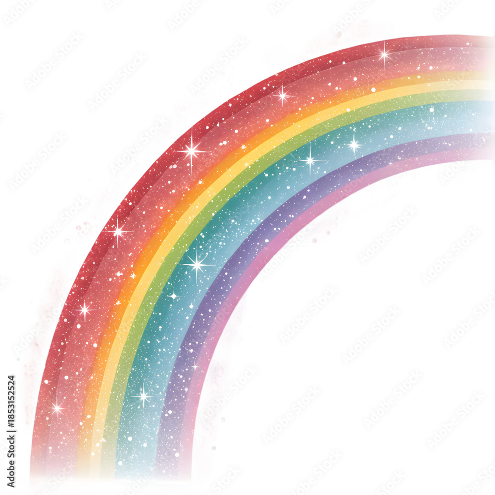 Obraz premium Vibrant rainbow with sparkling stars