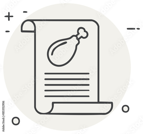 Chicken Leg Recipe on Scroll Illustration Healthy Food Preparation