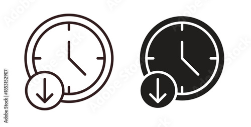 Down time icons. thin line and glyph vector icons pack on white background