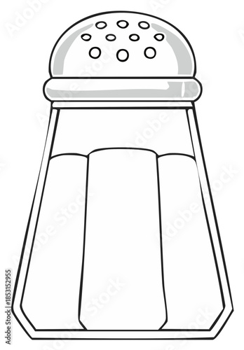 Classic glass salt shaker with metal lid and perforated holes for seasoning food