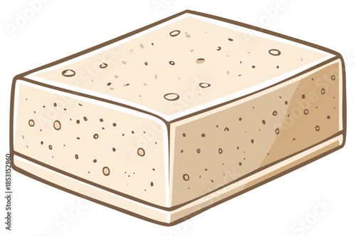Cartoon Bean Curd Illustration Isolated Food Vector Graphic