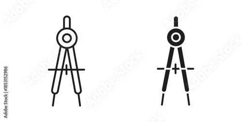 Drafting compass icons. thin line and glyph vector icons pack on white background