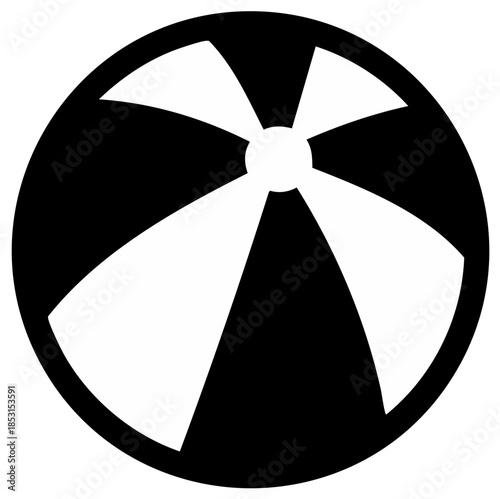 Simple monochrome beach ball symbol for summer holiday and fun concepts