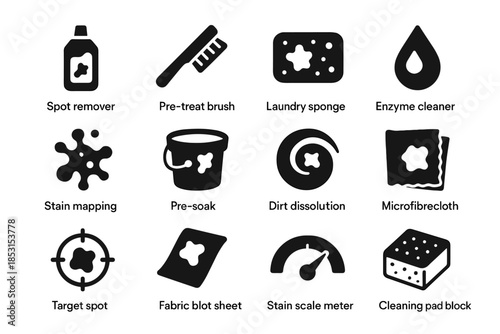 Pad removal fabric icon vector bucket stain target droplet microfiber icons mapping