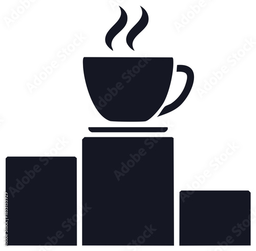 Steaming Coffee Cup on Winner Podium Icon Symbol Representation
