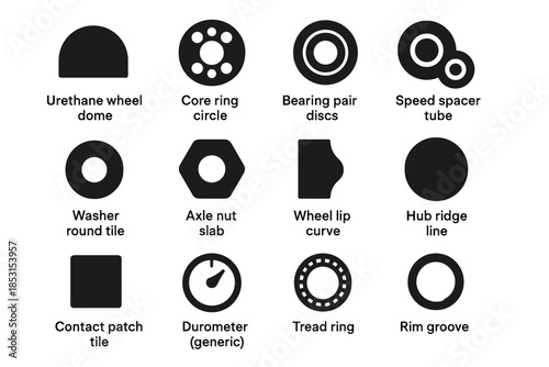 Rim speed ridge hub vector component durometer icons ring wheel icon tile