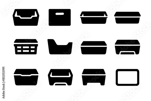 Bin tub vector outline support modern grid icon line product bar edge