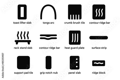 Strip plate vector icons icon grip toasting tile accessories ridge tongs stand
