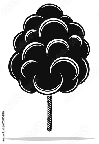 Cotton candy illustration with swirling texture on stick Sweet treat food design