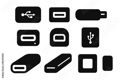 Vector minimal frame strip plate usb block subtle icon arc pad gear