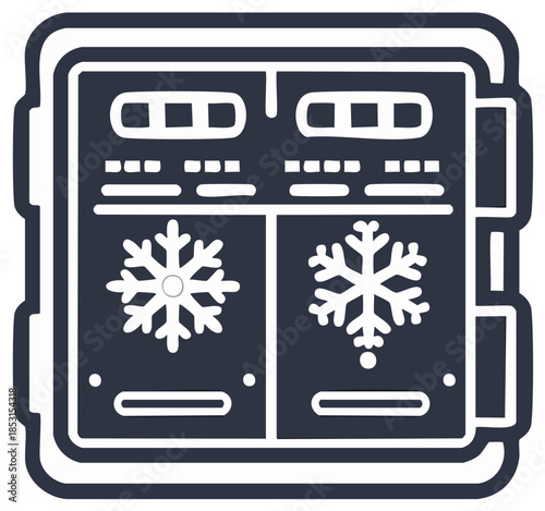 Refrigerator freezer control panel with dual temperature settings and snowflake icons