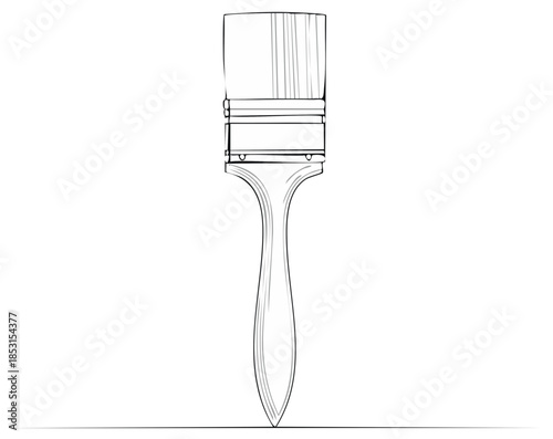 Clean line art drawing of a paint brush outline perfect for creative art projects or home improvement