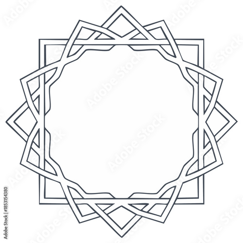 Elegant Islamic geometric star pattern frame design Arabic ornamental border illustration