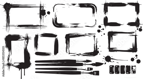 Paint splatter frames vector illustration