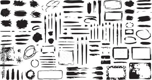Brush strokes and frames vector illustration
