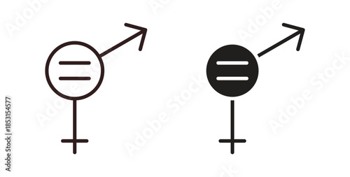 Equality icons. thin line and glyph vector icons pack on white background