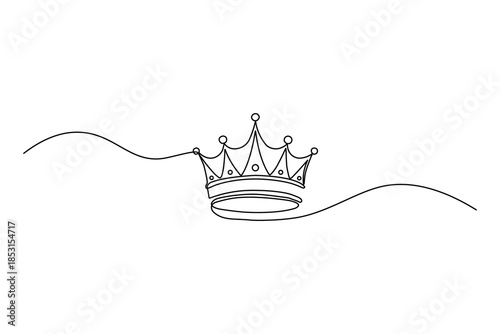 Crown one line art illustration of a royal queen's tiara