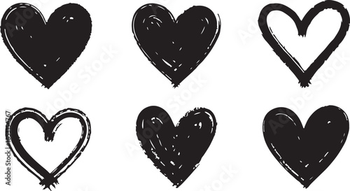 Hand drawn hearts vector illustration