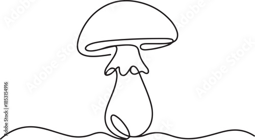 Mushroom one line continuous drawing.one line vector illustration with out background.