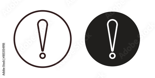 Exclamation interface icons. thin line and glyph vector icons pack on white background
