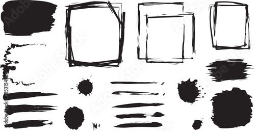 Black and white brush strokes vector illustration