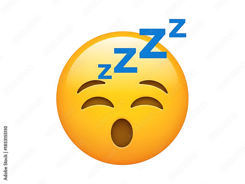 Fototapeta premium Sleepy face emoji isolated on transparent background