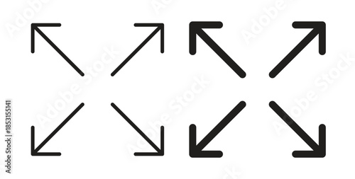 Expand arrows icons. thin line and glyph vector icons pack on white background