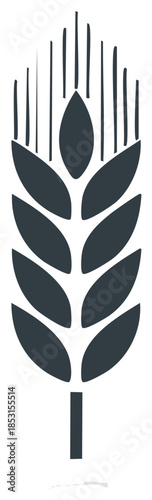 Stylized wheat or barley stalk icon abstract design agriculture symbol
