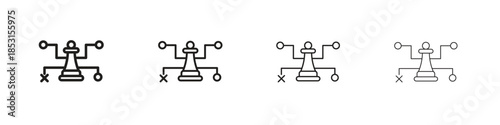 Strategical planning icons, Set of linear icons. Black linear palm icons