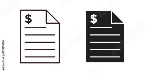 File invoice icons. thin line and glyph vector icons pack on white background