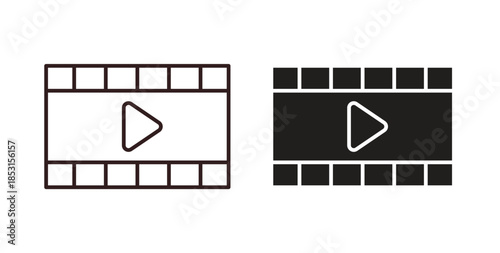 Film icons. thin line and glyph vector icons pack on white background