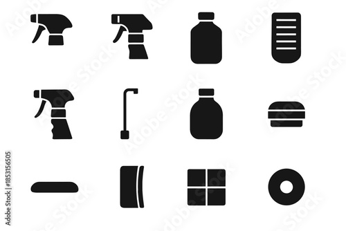 Bottle foam angled panel vector icon sliding cleaning ridge sprayer spray trigger