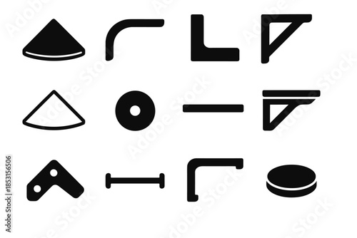 Support shelf stabilizer corner slab contour shelves base strip vector arm icon