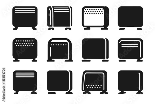 Panel contour slab icon plate heat frame vector heater convector bar icons