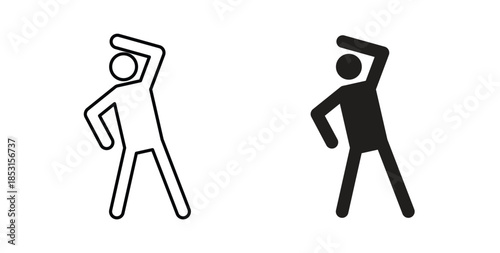 Fitness exercise icons. thin line and glyph vector icons pack on white background