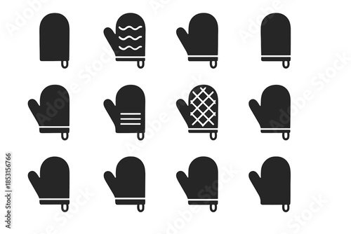 Vector heat edge base smooth oven icons core insulated mitt icon band