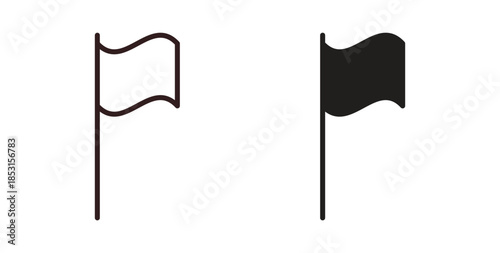 Flag icons. thin line and glyph vector icons pack on white background