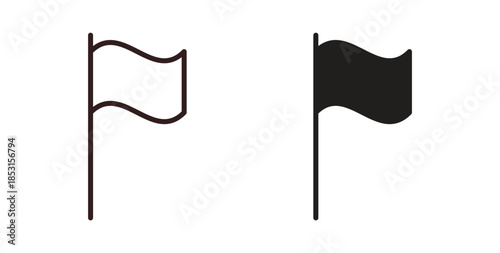 Flag icons. thin line and glyph vector icons pack on white background