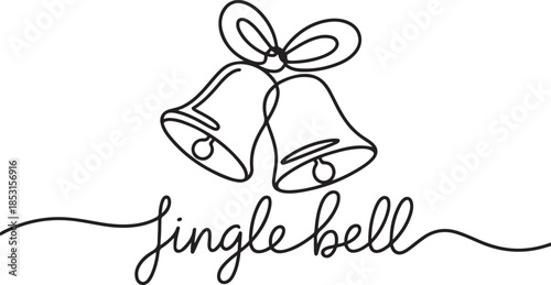 Jingle bell one continuous.one line vector illustration with out background.