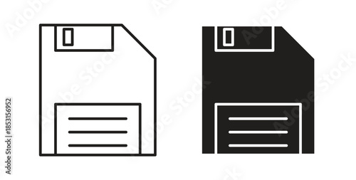 Floppy disk icons. thin line and glyph vector icons pack on white background
